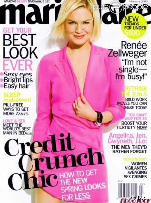 L'actrice Renée Zellweger, en première de couverture du magazine Marie-Claire US, dans une tenue fushia, est réellement magnifique.