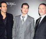 Alexandre Desplat (qui a signé la musique du film), Brad Pitt et David Fincher 
