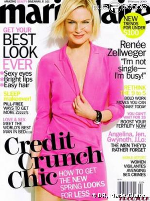 Renee Zellweger en couverture du Marie-Claire dans lequel on peut trouver les photos deGinnifer Goodwin, Jennifer Aniston et Drew Barrymore