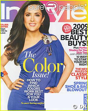 Salma Hayek en couverture de In Style du mois d'avril