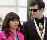 Tournage d'Ugly Betty autour du City Hall à New York le 24 avril 2009 : Becki Newton, america Ferrera et Michael Urie 