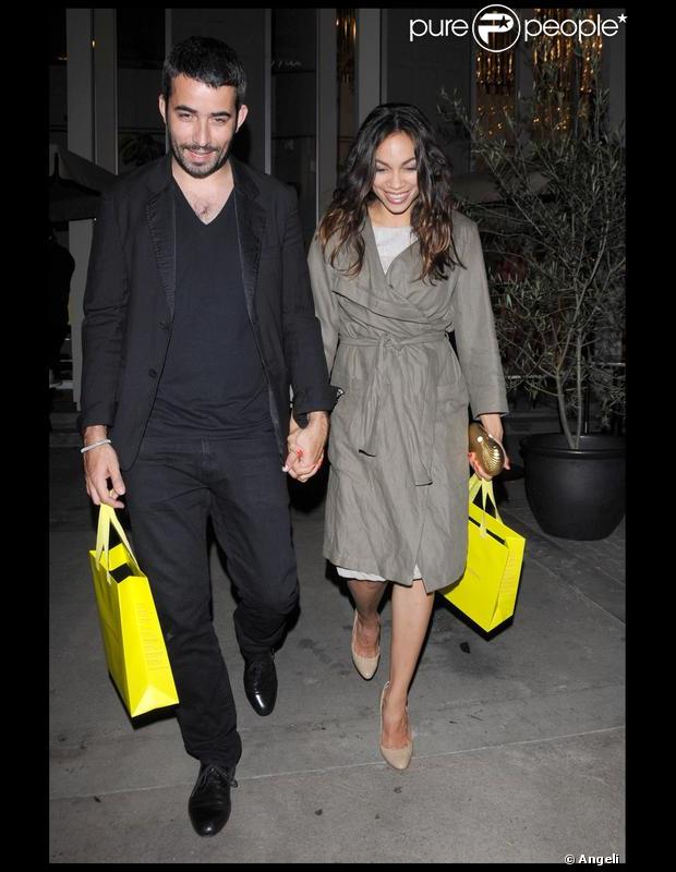 Rosario Dawson et son amoureux Mathieu lors de la soirée dans la boutique Catherine Malandrino