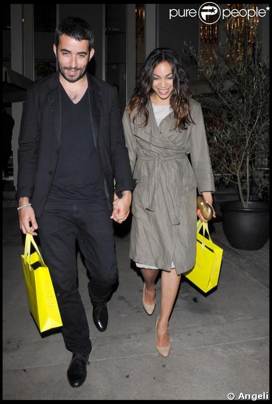 Rosario Dawson et son amoureux Mathieu lors de la soirée dans la boutique Catherine Malandrino