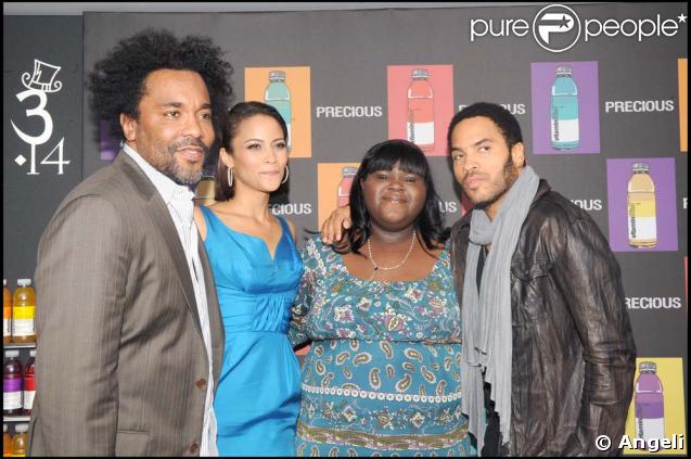Lee Daniels avec ses acteurs de Precious Paula Patton, Gabourey Gabby Sidibe et Lenny Kravitz à la Plage Vitamin Water le 15 mai 2009