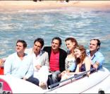 Olivier Nakache, Vincent Elbaz, Eric Toledano, Audrey Dana, François-Xavier Demaison et Joséphine de Meaux pour la promo de Tellement Proches à Cannes