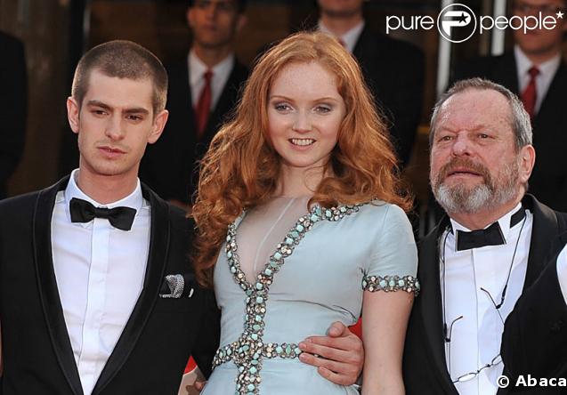 L'équipe du film L'Imaginarium du docteur Parnassus présenté hors-compétition au 62e Festival de Cannes le 22 mai 2009 : Andrew Garfield, Lily Cole et Terry Gilliam 
