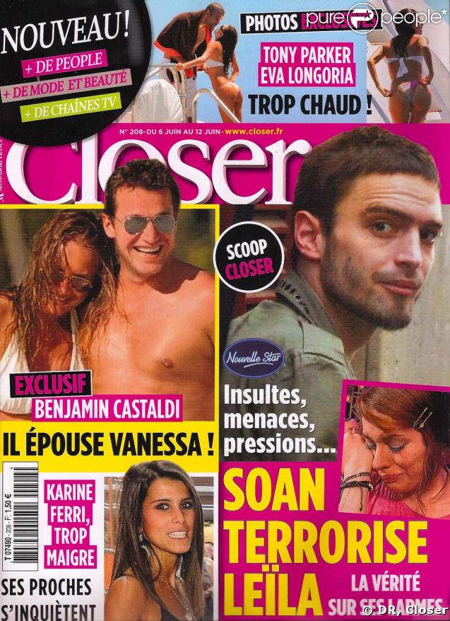 Benjamin Castaldi en couverture de Closer