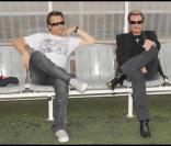 David et Johnny Hallyday, lors du match de football en faveur de deux associations humanitaires (et de ses 66 ans), au Parc des Princes, le 14 juin 2009 !