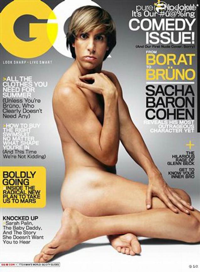 Sacha Baron Cohen, alias Brüno, nu en couverture de 