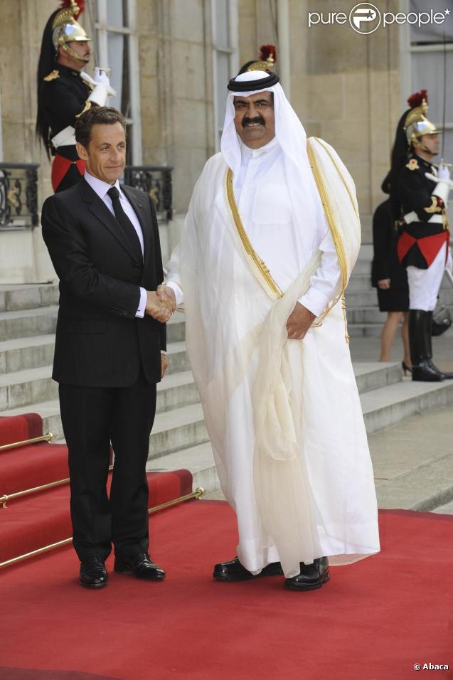 Nicolas Sarkozy et l'emir du Qatar au dîner d'Etat de l'Elysée du 22 juin 2009.