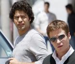 L'équipe d'Entourage en tournage au Urth Cafe dans West Hollywood à Los Angeles le 22 juin 2009