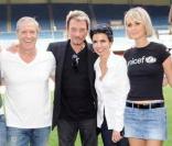 PPDA, Hoda Roche, Jean-Claude Darmon, Jojo, Rachida Dati, Laeticia et David Hallyday au match de foot 
