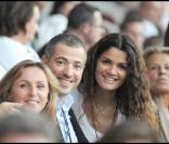 Karin Rénier, Bruno Putzulu et sa compagne Sirley au concert de Johnny Hallyday au Stade de Genève le 4 juillet 2009