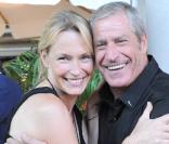 Estelle Lefébure et Jean-Claude Darmon au concert de Johnny Hallyday au Stade de Genève le 4 juillet 2009