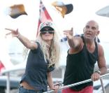 Victoria Silvstedt et Christian Audigier, dans le port de Saint-Tropez, le 15 juillet 2009 !