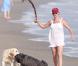 Nicollette Sheridan a parfois le coeur lourd depuis qu"elle a été évincée du cast de Desperate Housewives. Heureusement, ses chiens sont toujours là pour accompagner les promenades estivales de là-bas. 