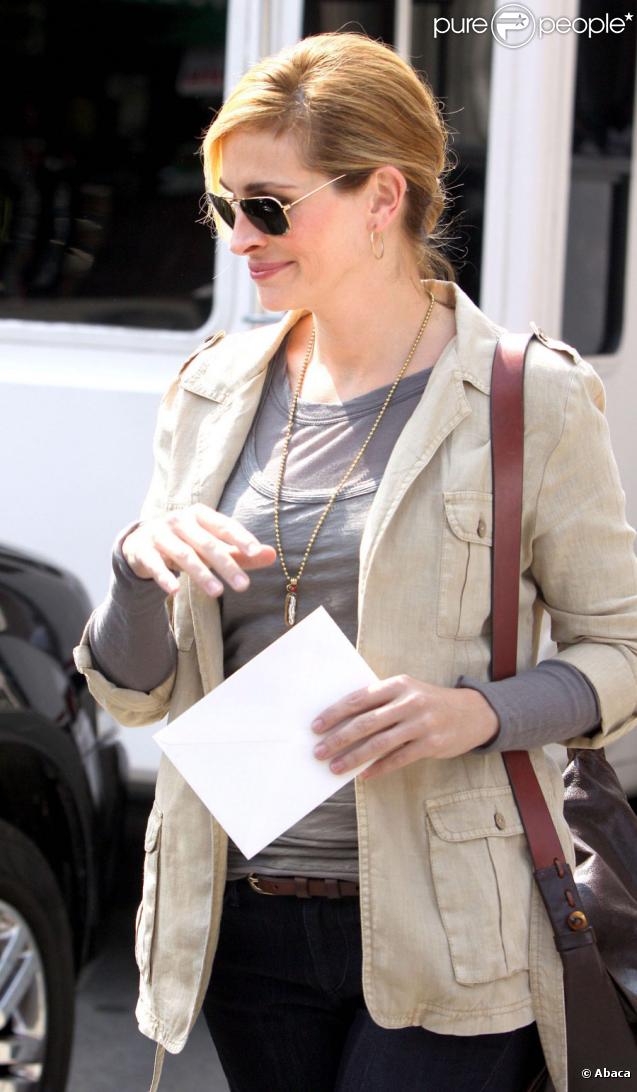 Julia Roberts sur le tournage de Eat, Pray, Love le 3 août 2009 à New York