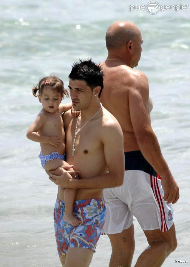 David Villa et sa fille Zadia, en juillet 2008