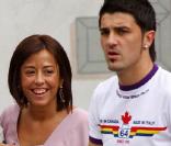 David Villa en famille avec sa femme Patricia et leur fille Zadia, en juin 2008