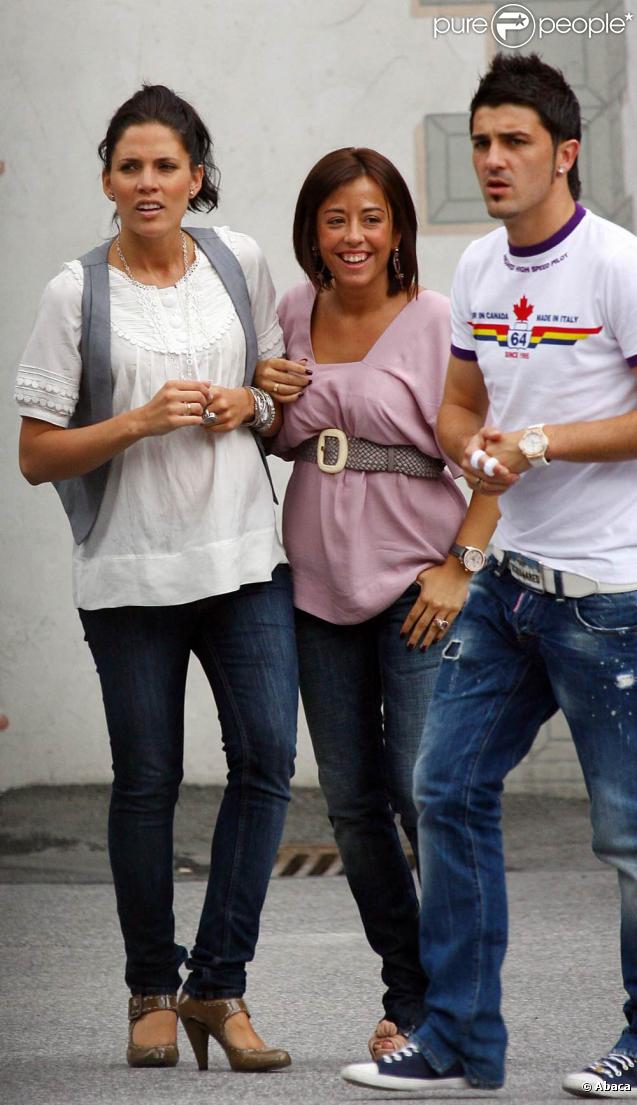 David Villa en famille avec sa femme Patricia et leur fille Zadia, en juin 2008