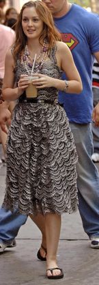 Leighton Meester sur le tournage de Gossip Girl