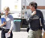 Danny Pino et Kathryn Morris sur le tournage de la série TV Cold Case à Los Angeles