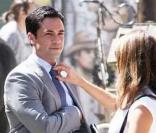 Danny Pino et Kathryn Morris sur le tournage de la série TV Cold Case à Los Angeles