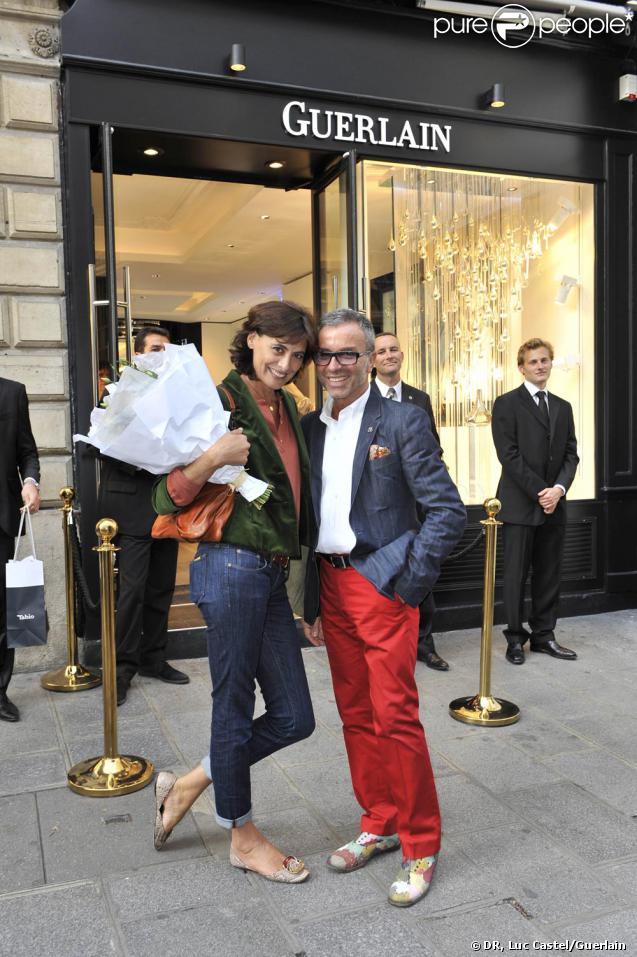Inès de la Fressange et Olivier Echaudemaison à la soirée Guerlain à Paris le 10 septembre 2009 