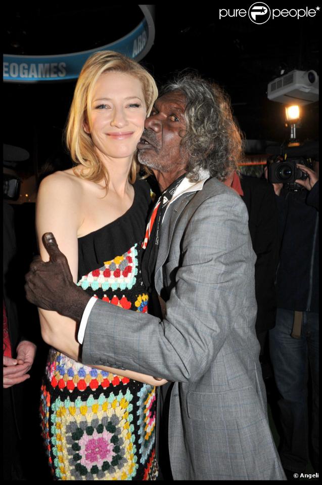 Cate Blanchett et David Gulpilil lors de l'inauguration de l'exposition Screen Worlds à Melbourne le 17 septembre 2009