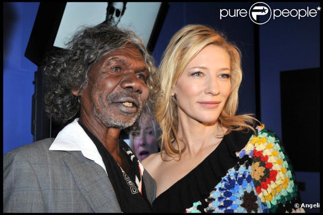Cate Blanchett et David Gulpilil lors de l'inauguration de l'exposition Screen Worlds à Melbourne le 17 septembre 2009