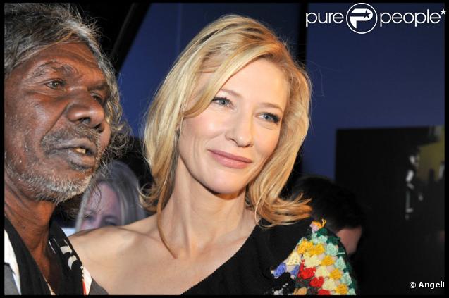 Cate Blanchett et David Gulpilil lors de l'inauguration de l'exposition Screen Worlds à Melbourne le 17 septembre 2009