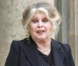 Brigitte Bardot à l'Elysée pour un meeting sur l'environnement, le 27 septembre 2006... Son arthrose à la hanche l'oblige à porter des béquilles.