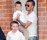 David Beckham lors d'une visite chez le pédiatre de ses fils