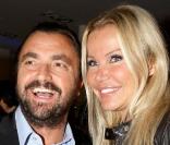 Henri Leconte et sa femme Florentine, à l'occasion des 32 ans de la marque de haute-fourrure Sam-Rone, au Sam-Rone's Space, à Paris, le 14 octobre 2009 !