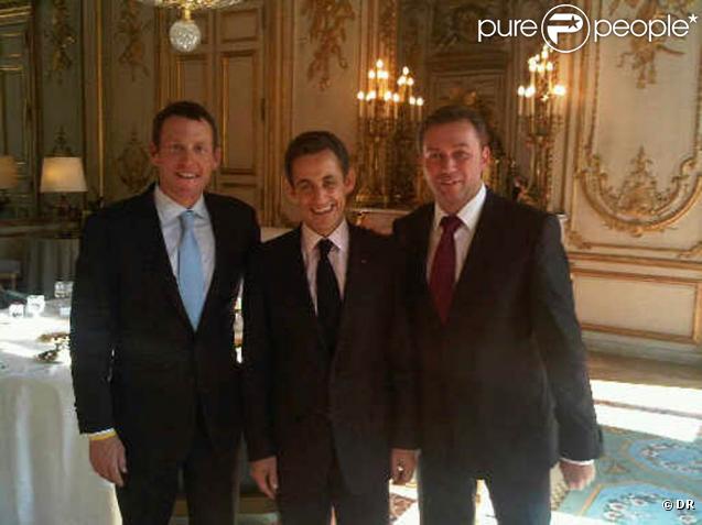 Lance Armstrong et Nicolas Sarkozy à l'Elysée, à Paris, le 14 octobre 2009 !
