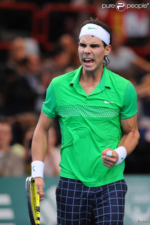 Rafael Nadal, en mode Hulk lors de son premier match au Masters BNP Paribas, en novembre 2009