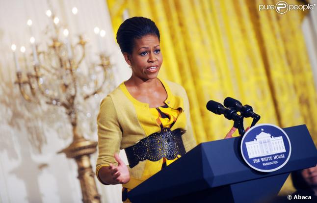 Michelle Obama à la Maison Blanche à Washington lors d'un discours sur les femmes âgées face aux difficultés de financement des soins le 13 novembre 2009