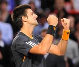 Novak Djokovic lors de son sacre à l'Open BNP Paribas de Bercy, le 15 novembre 2009.