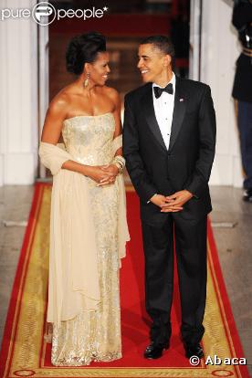 Barack et Michelle Obama à Washington le 24/11/09 ont donné leur premier dîner d'Etat officiel et ont mis le paquet !