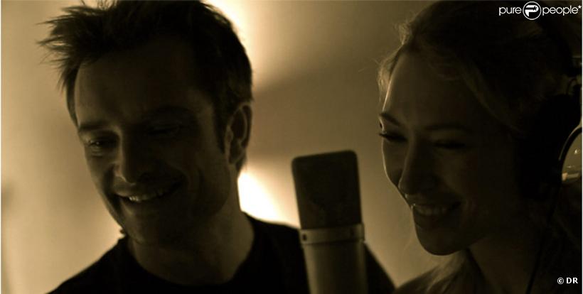 David Hallyday et sa soeur Laura Smet en studio, le 30 décembre 2009, pour enregister On se fait peur !