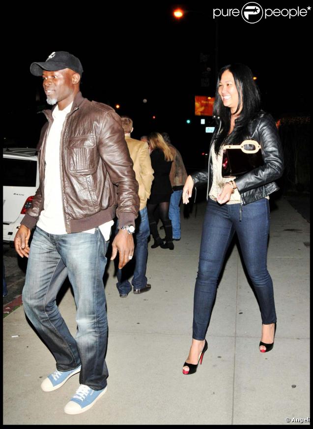 Djimon Hounsou et Kimora Lee à la sortie d'un restaurant de Los Angeles le 6 janvier 2010.