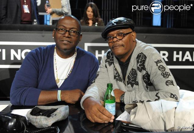 Samuel L Jackson à Los Angeles pendant le Téléthon pour Haïti organisé le 22 janvier par George Clooney et Wyclef Jean.