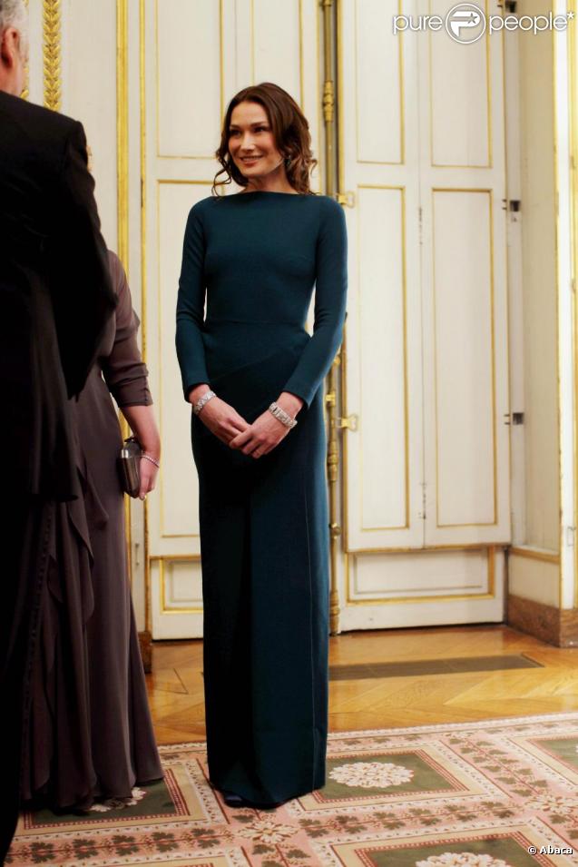 Nicolas Sarkozy et Carla Bruni au prestigieux dîner d'Etat, à l'Elysée. Ils ont reçu Dmitri Medvedev et son épouse Svetlana. 02/03/2010