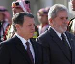 Le roi Abdullah de Jordanie accueille le président brésilien Lulaà Amman le 17 mars 2010
