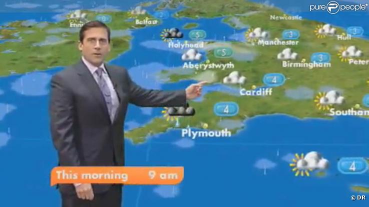 La météo de Steve Carell sur la chaîne britannique GMTV, à Londres, le 1er avril 2010.