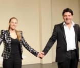 David Brecourt, Vanessa Demouy, Philippe Lellouche et Christian Vadim lors de la représentation de la poèce Boire, fumer et conduire vite au Théâtre du Gymnase Marie Bell à Paris en mai 2010