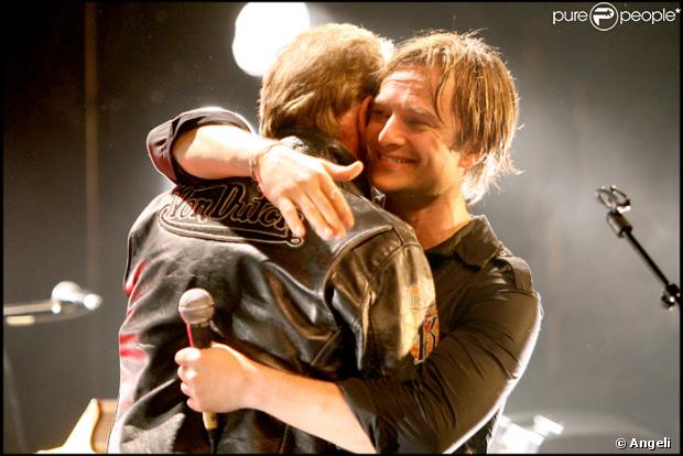 Johnny Hallyday et David Hallyday sur la même scène à la Cigale