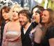 Mathieu Amalric et les actrices de son film Tournée lors du dernier tapis rouge du 63e festival de Cannes le 23 mai 2010