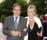 Nonce Paolini et sa femme Catherine Falgayrac à la soirée Lancel organisée pour le lancement du BB Bag, le 14 juin 2010