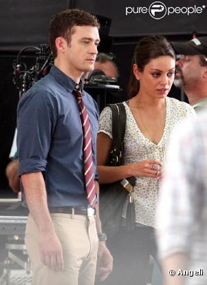 Justin Timberlake et Mila Kunis sur le tournage de  Friends with Benefits , à New York, le 20 juillet 2010.